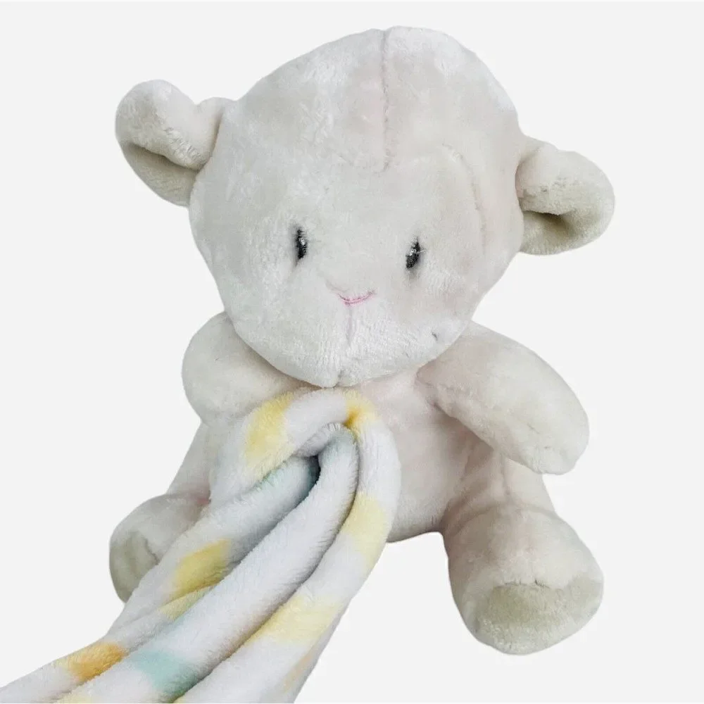 Little Miracles Lamb Lovey Pastel Pink Chevron Security Blanket Plush Costco
